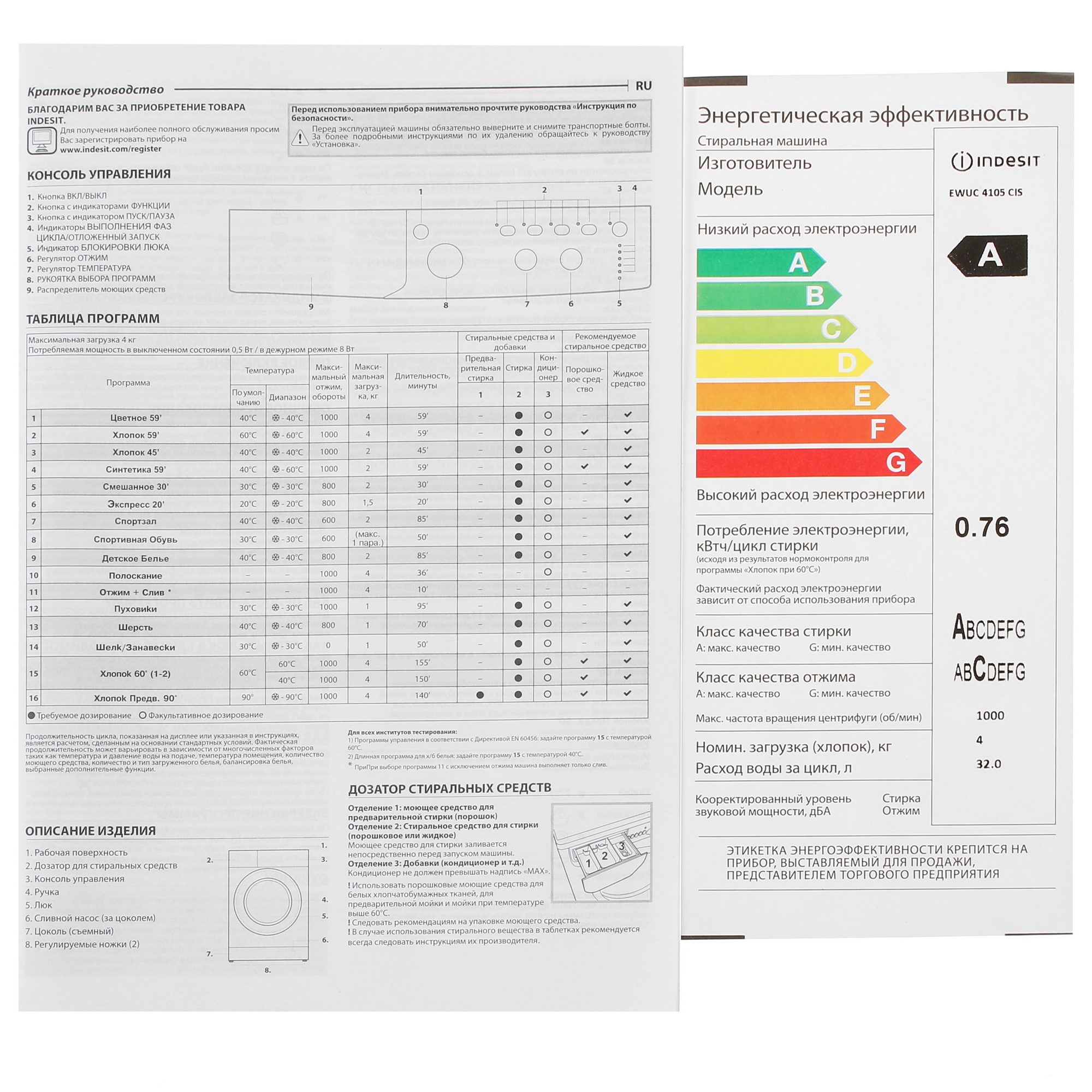 Стиральная машина Indesit EWUC 4105 CIS белый